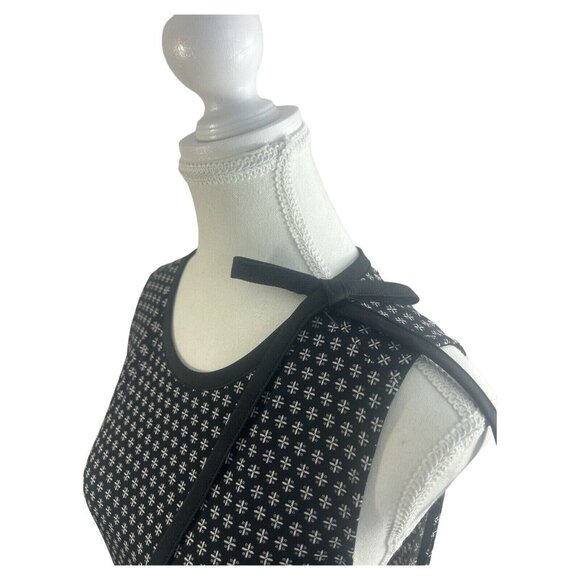 Banana Republic| Women's Black & White Print Shift Top Side Tie Accent XS - Picture 3 of 13